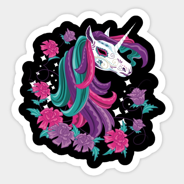 Day Of The Dead Carnival Unicorn Sticker by LittleBunnySunshine